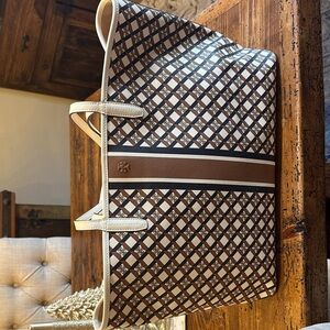 Tory Burch Brown and Cream Patterned Tote NEVER USED was a gift